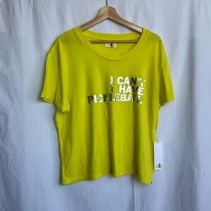 Rally Club I CAN'T I HAVE PICKEBALL Bright Yellow Cotton Women T-Shirt XL NEW